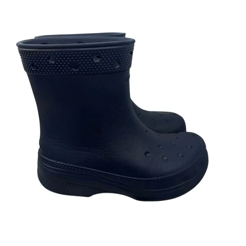 CROCS Classic Unisex Rain Outdoor Rubber Ankle Boots Navy Blue Kids Sz J1